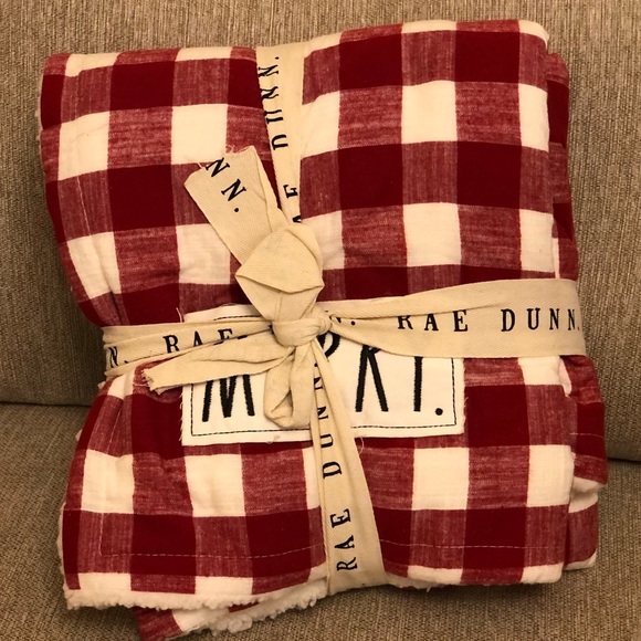 Rae Dunn Other - Rae Dunn Red Buffalo Plaid Merry Sherpa Blanket